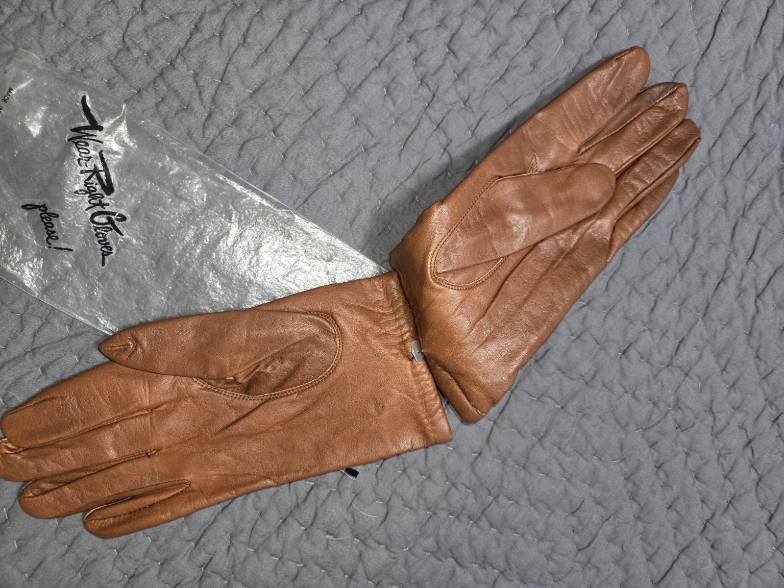 Vintage, NWT, Alexander’s Womens Brown Leather Gloves, Lined sz Large – Germany