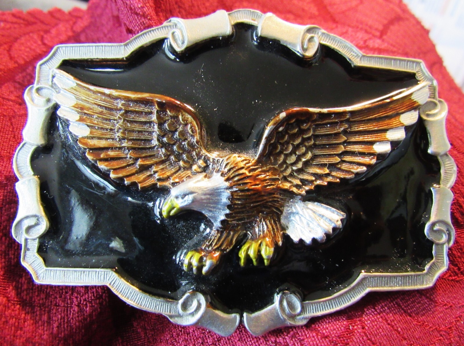 VTG 1983 The Great American Buckle Co. Flying Eagle Belt Buckle Serial #QD1243