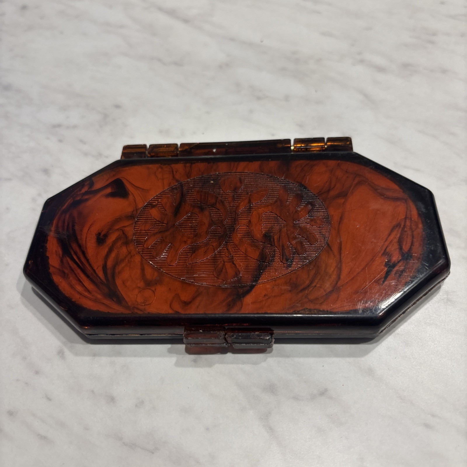 Vintage 3 Way Compact Mirror • Tortoise Shell Plastic • Hong Kong
