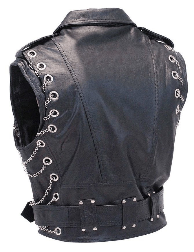 Men’s Genuine Cow Leather Heavy Buckled Rocker Biker Motorcycle Vest Waist SOA