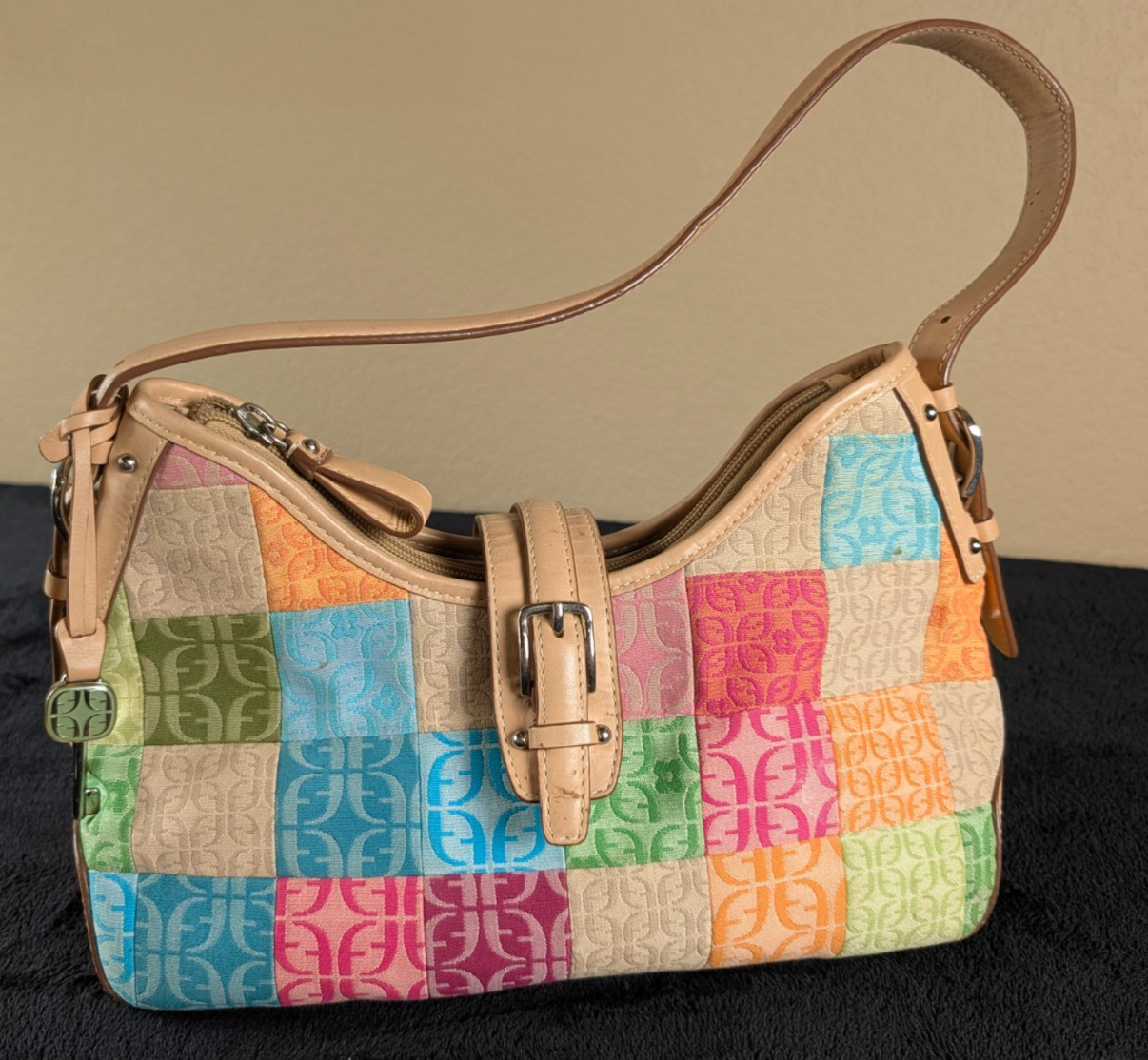 Vtg Fossil Y2K Patchwork Shoulder Bag Purse Pre-Production Sample Not for Sale