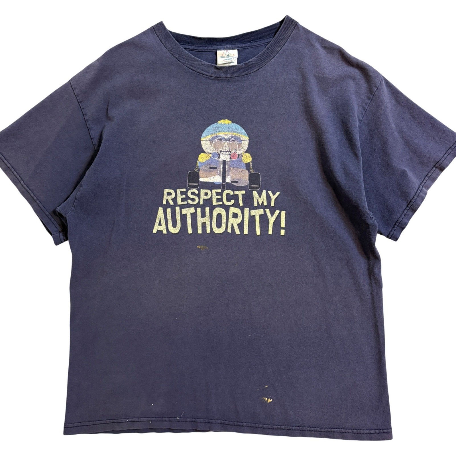 Vintage South Park Cartman Respect My Authority T-Shirt Large Delta Distressed