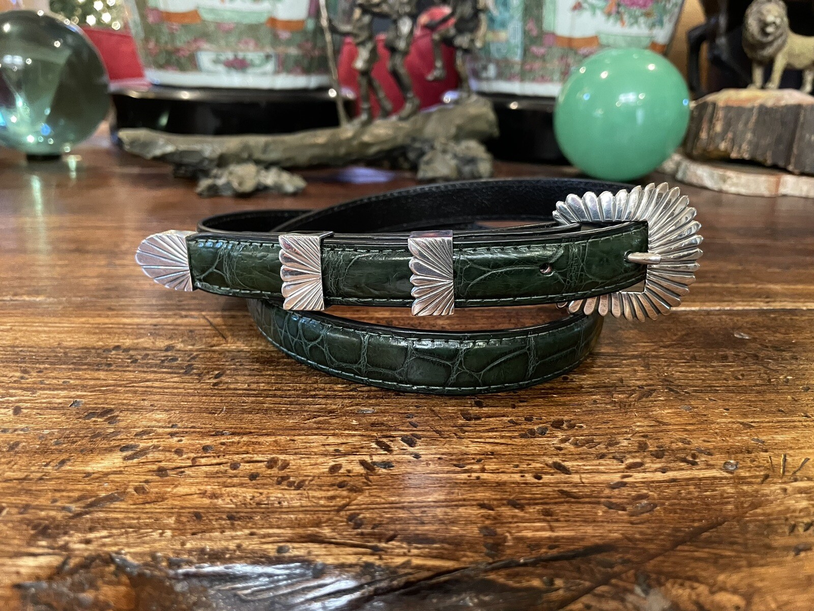 James Reid Ltd Sterling Silver Belt Buckle SKINNY .75” New 33-34” 🐊 Belt ✅