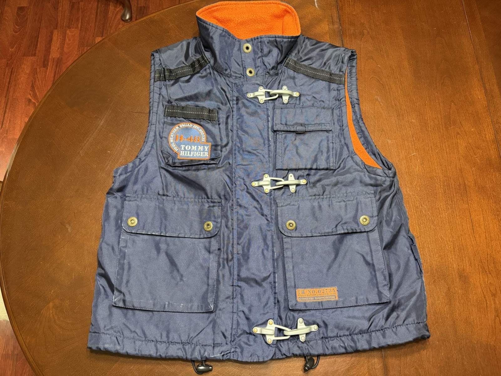 Vintage 90s Tommy Hilfiger Coastal Navigator Rescue Squad Utility Vest Sz Large