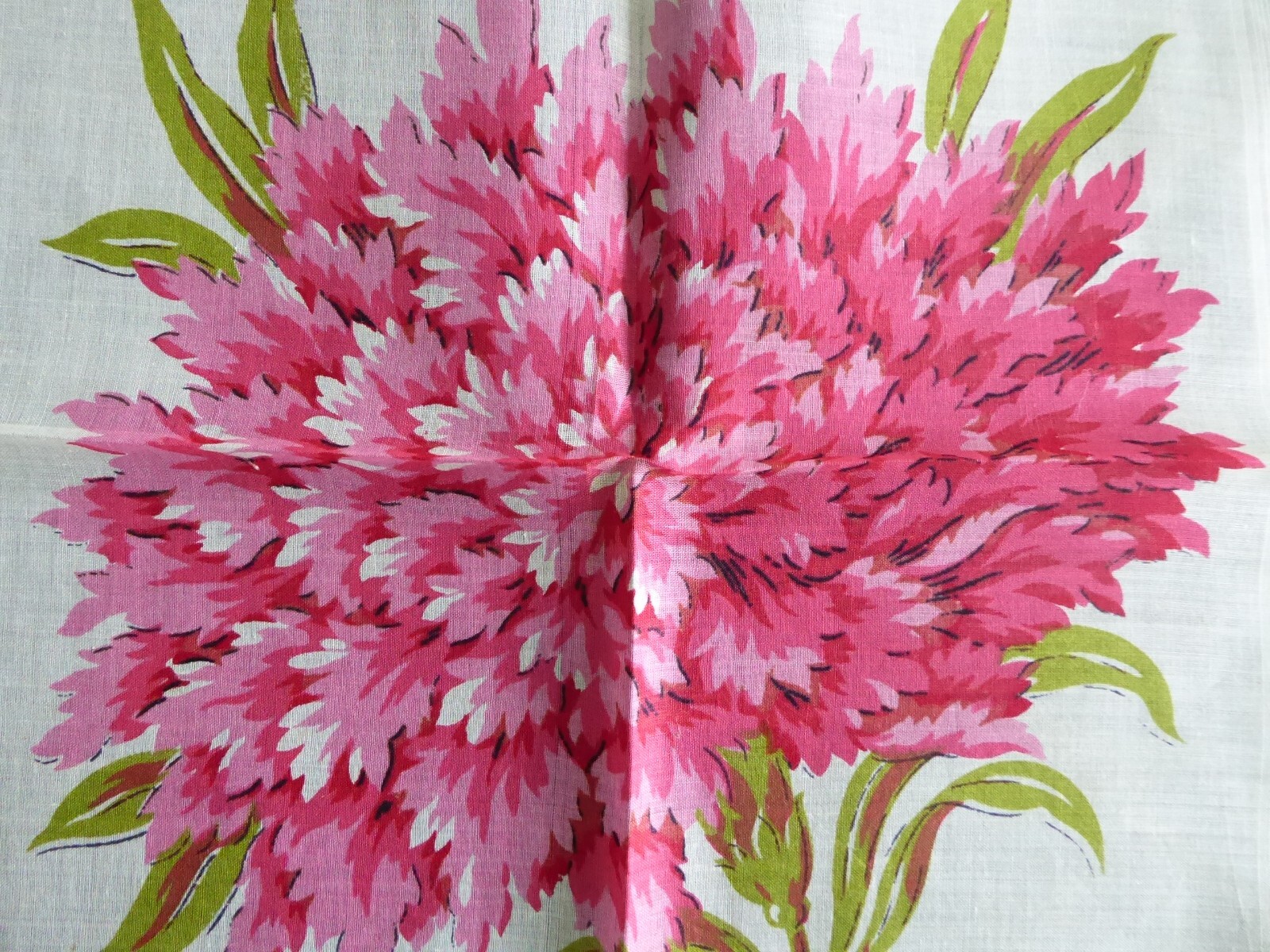 Rare Vintage Swiss Red Peony Handkerchief, new with Franshaw Label