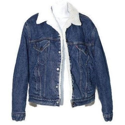 Levi’s Trucker Jacket Men 44R Blue Vintage Sherpa Lined Made in USA Denim