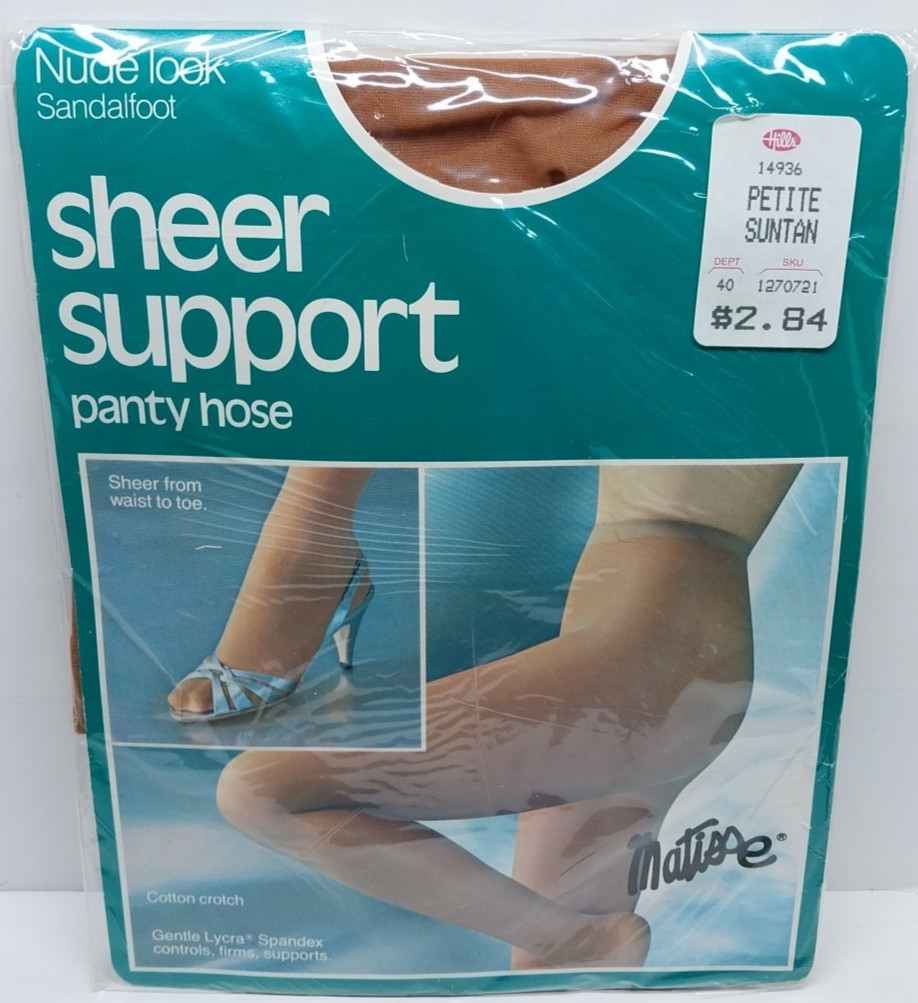 Vintage Mattisse Sheer Support Panty Hose NUDE / Sandalfoot Size Small / Petite