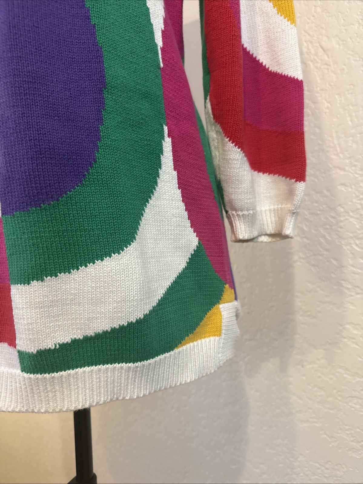 Vintage 1980s Art Sweater Oversized M/L Abstract Geometric Intarsia Knit NWOT