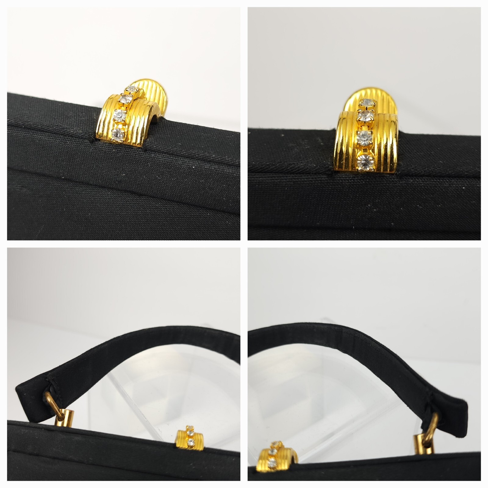 Vintage Coblentz Original Evening Bag Coin Purse Mirror Black Silk Style Jeweled
