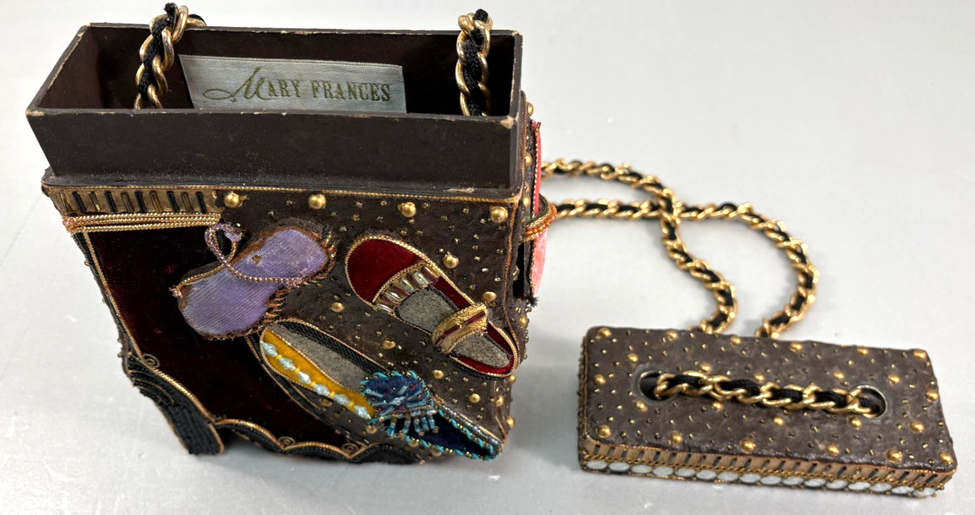 Vintage MARY FRANCIS Dimensional Shoe Themed Handbag/Purse with Black/Gold Chain