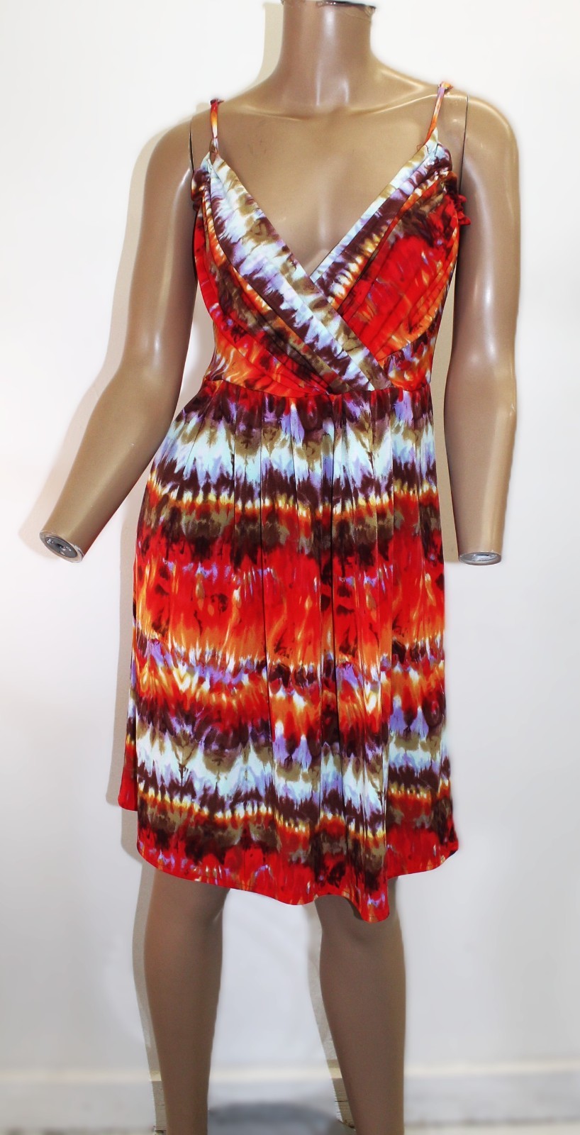 Muse Vintage Tie-dye Dress w V-neck and Straps Size S