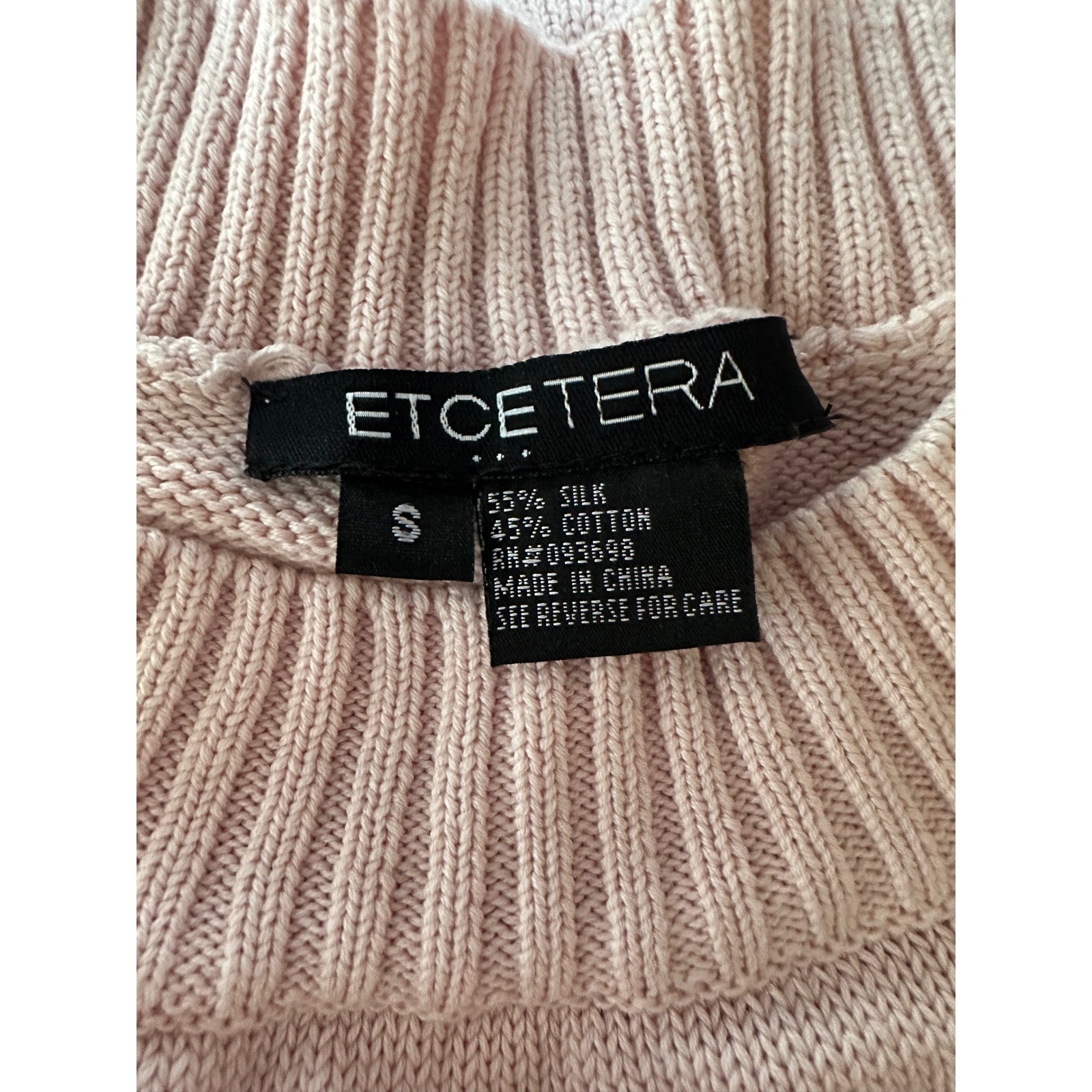 Vtg Etcetera Light Baby Pink Silk Cotton Blend Sleeveless Sweater Vest Sz Small