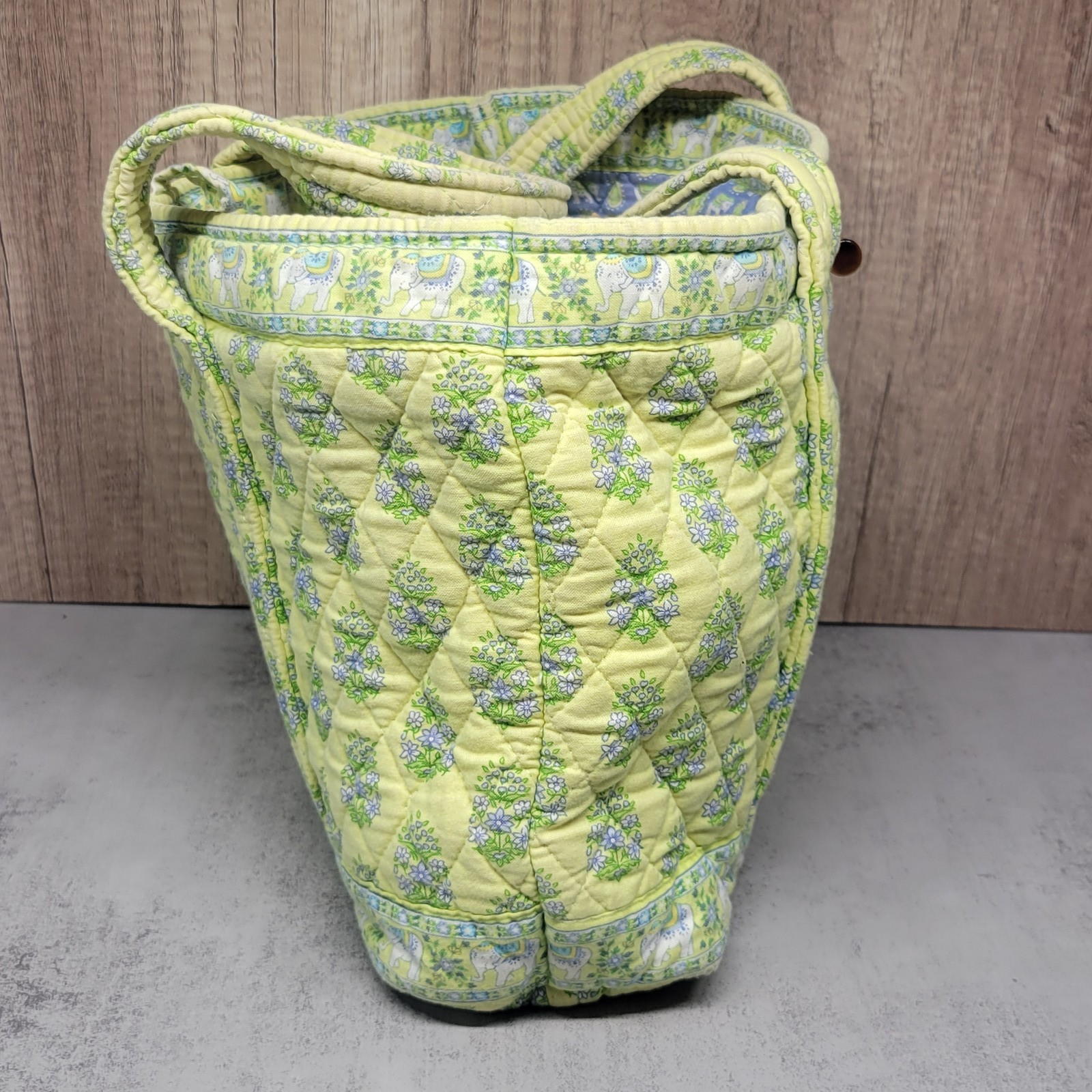Vera Bradley Quilted Tote Bag Citris Elephant Floral Paisley Yellow Blue