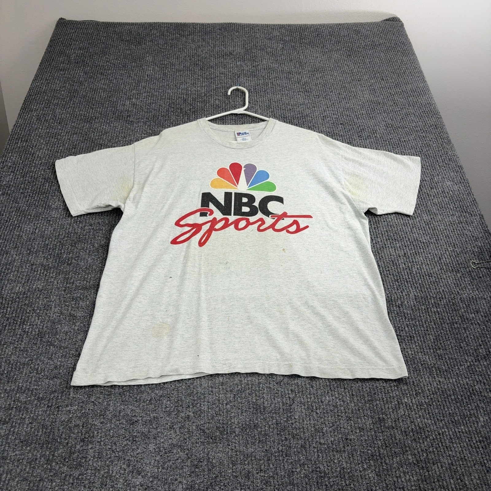 Vintage NBC Sports Pro Player T Shirt Mens XL Gray Cotton Blend Graphic Sports
