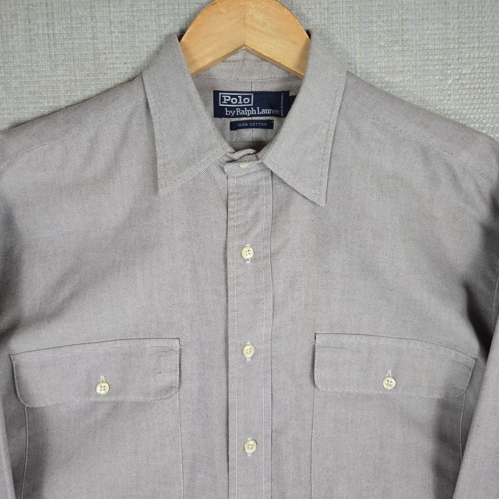 VTG POLO RALPH LAUREN Sz Medium Relaxed Thick Cotton Work Shirt Pockets Mens