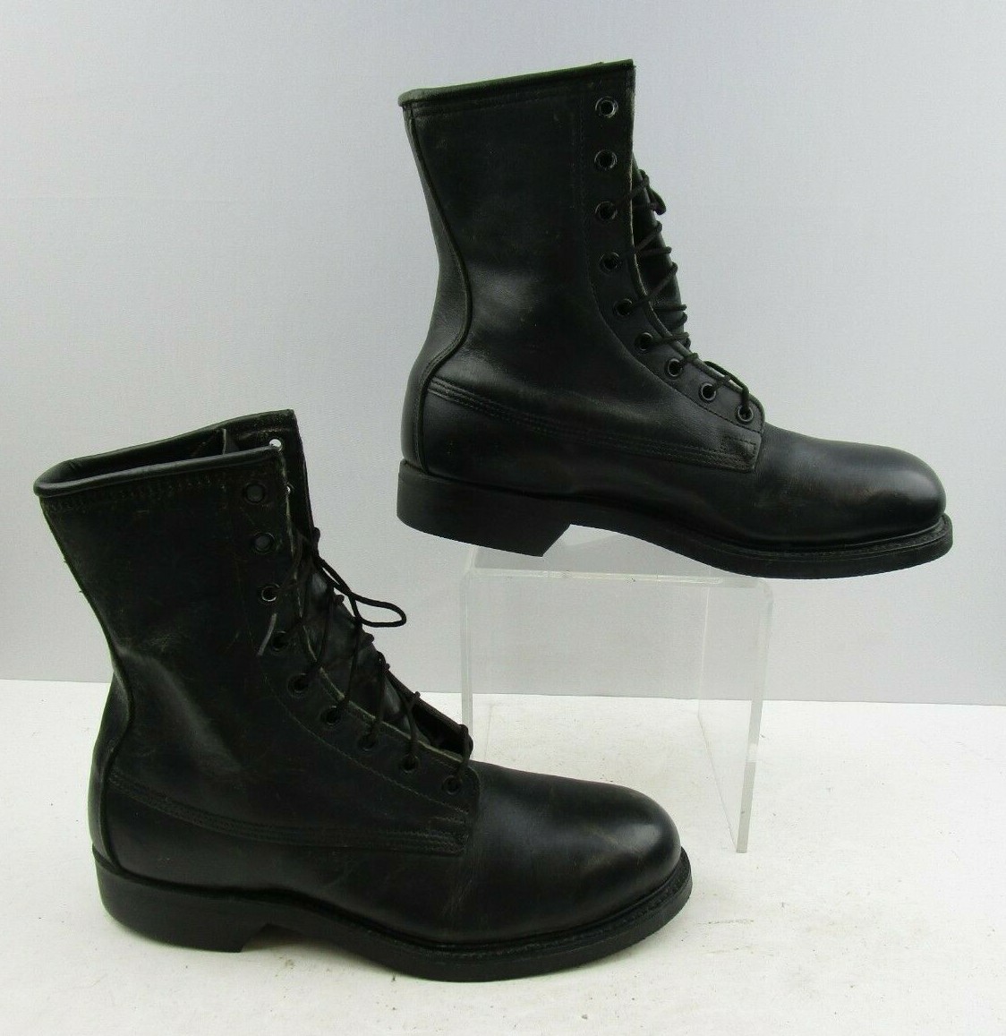 Men’s Vintage 1985 Black Leather Military Steel Toe Combat Boots Size : 6 R