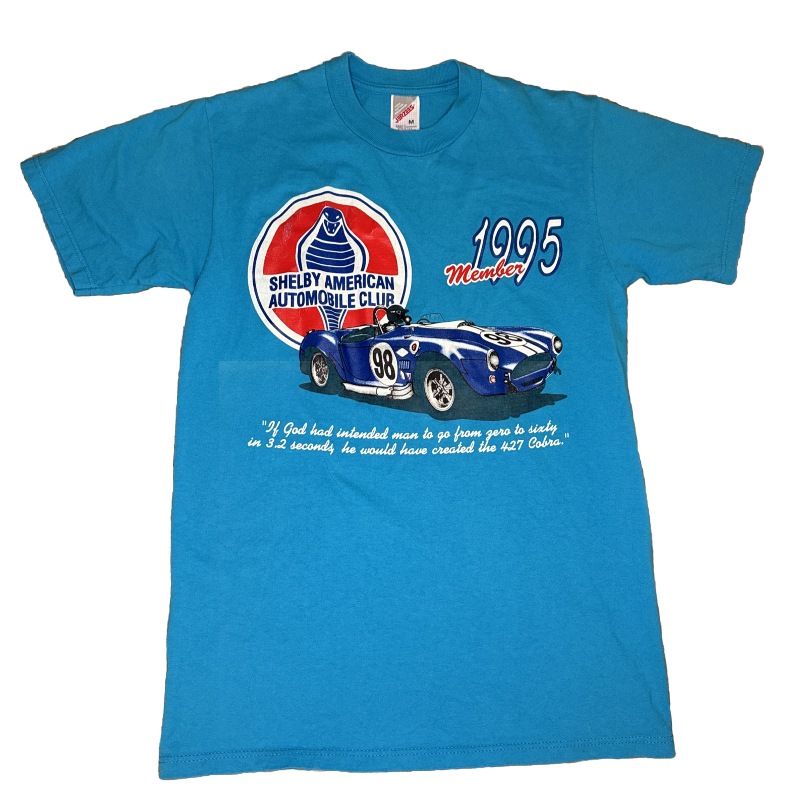 VTG 1995 Shelby American Automobile Club T Shirt Medium Blue 90s 427 Cobra Tee