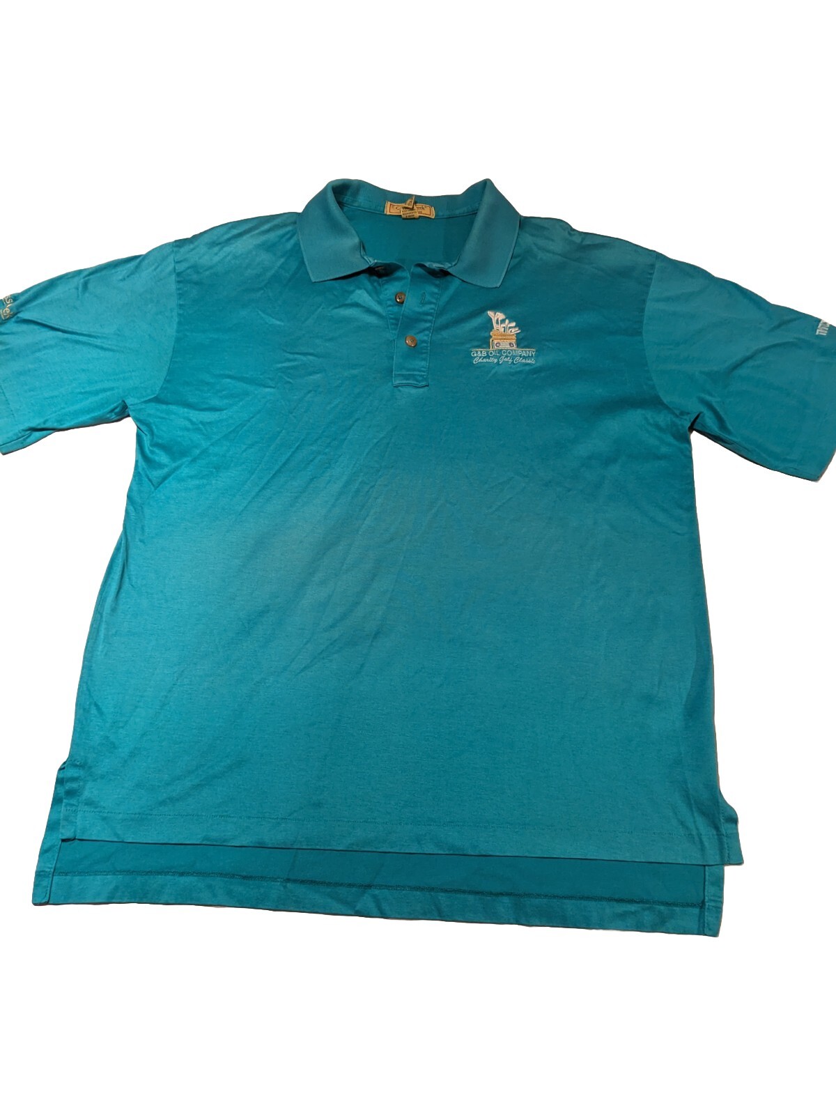 Vintage Golf Polo G&B Oil Co Charity Classic RARE Cross Creek Pro Teal Large USA