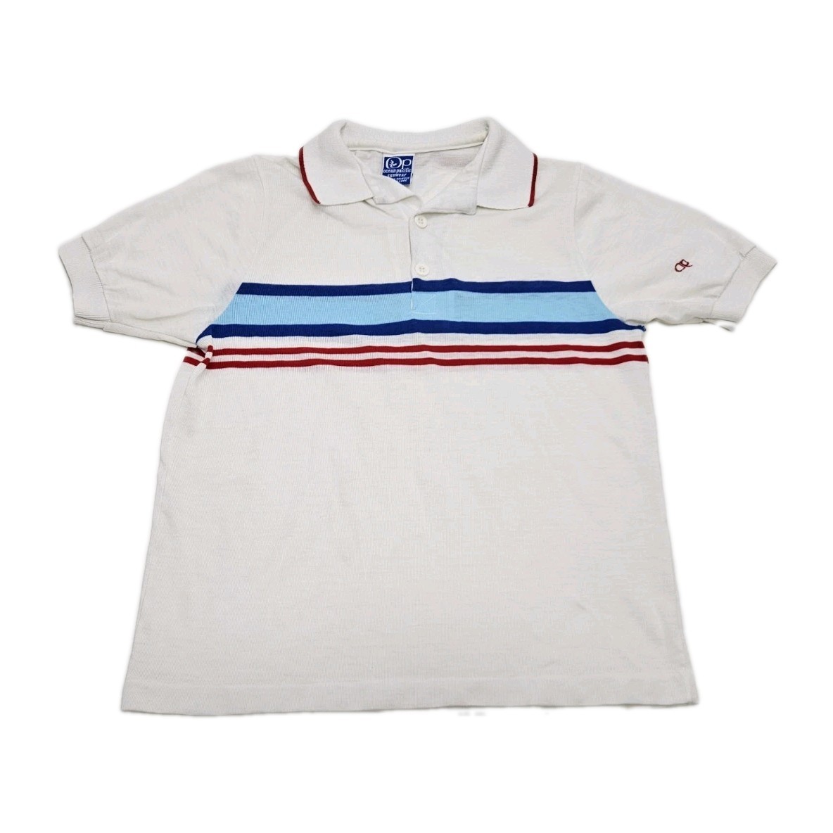 Vintage 70s OP Surf Shirt Kids Size Large 16-18 Ocean Pacific Stripe Three Color