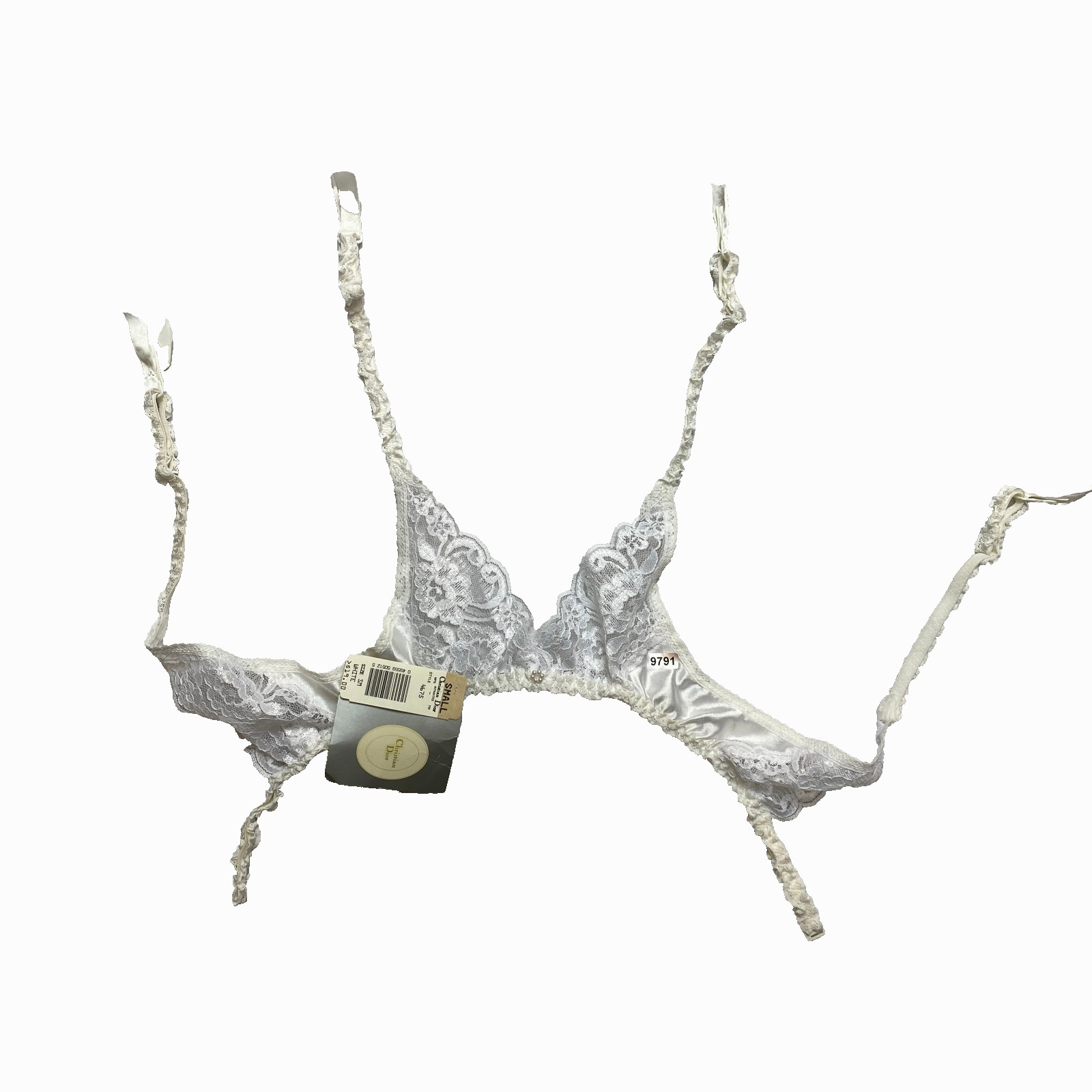 Christian Dior Bra Size Small White Floral Lace Bow Feminine Sexy Deadstock