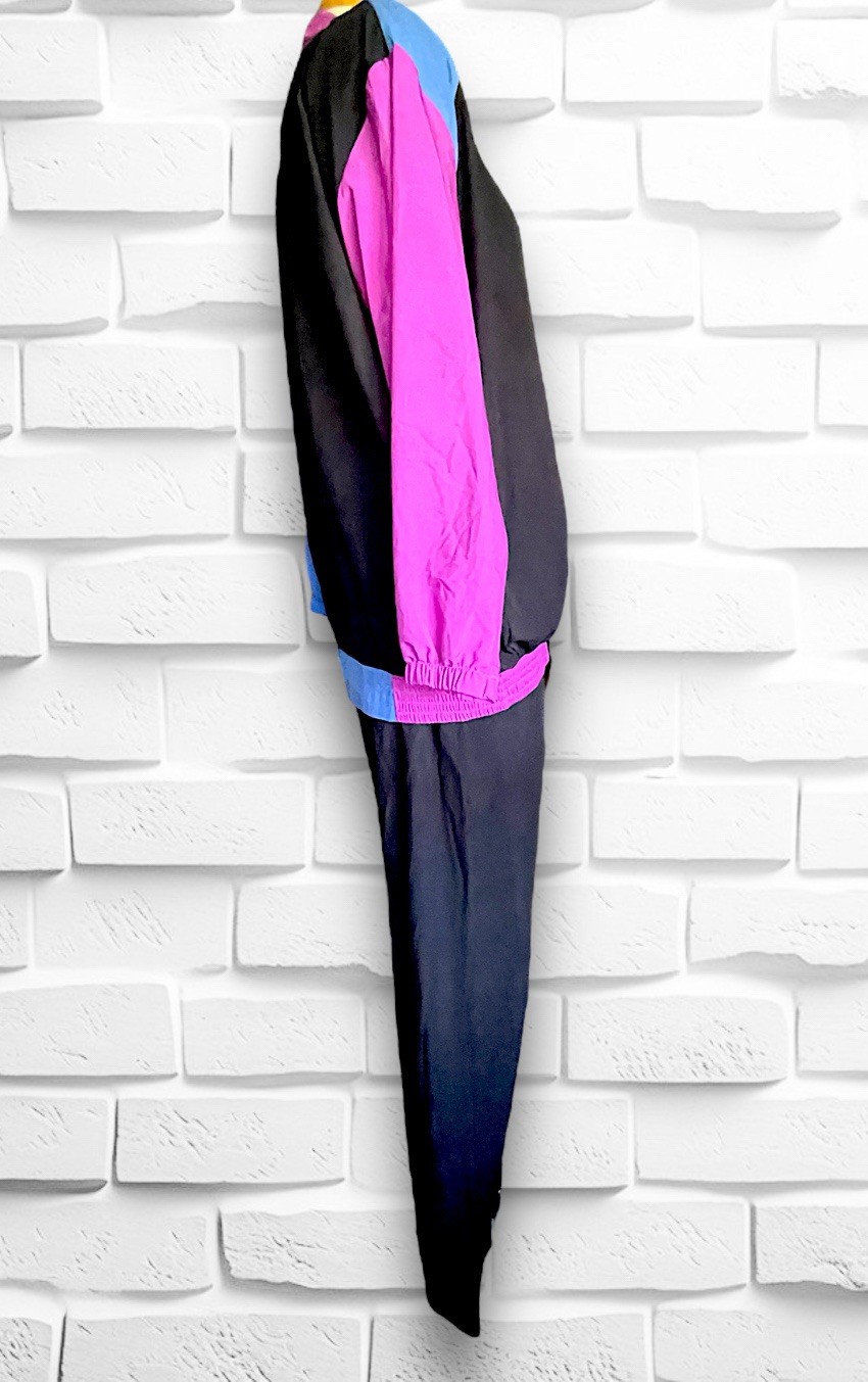 1990’s Color Block Magenta, Yellow, Blue & Black 3 Piece Jacket Pants Shirt Set