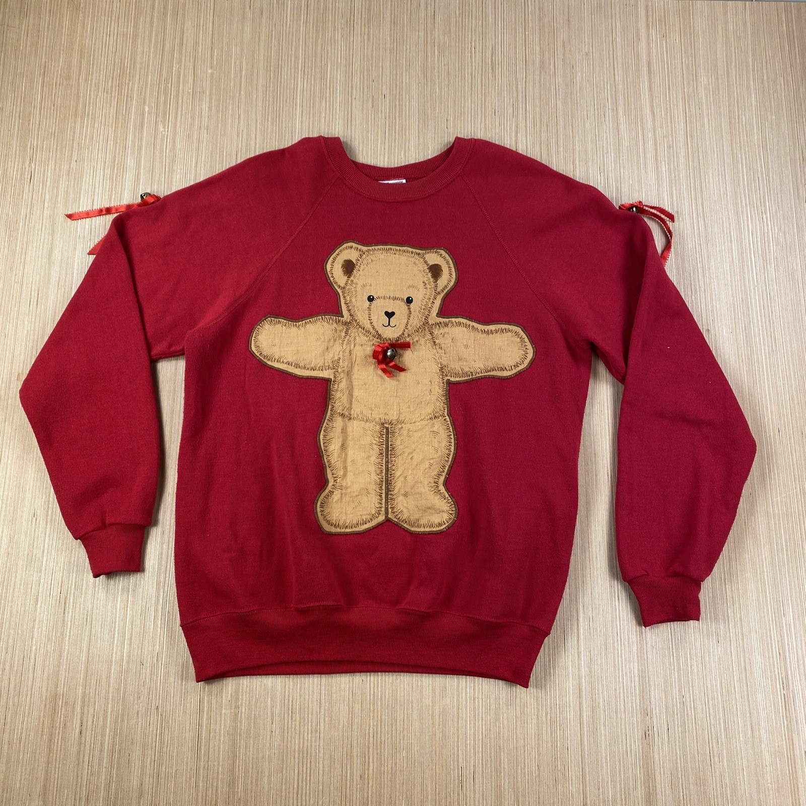 Vintage Lee Sturdy Sweats Sweater Mens XL Red Sweatshirt Teddy Bear Jingle Bells
