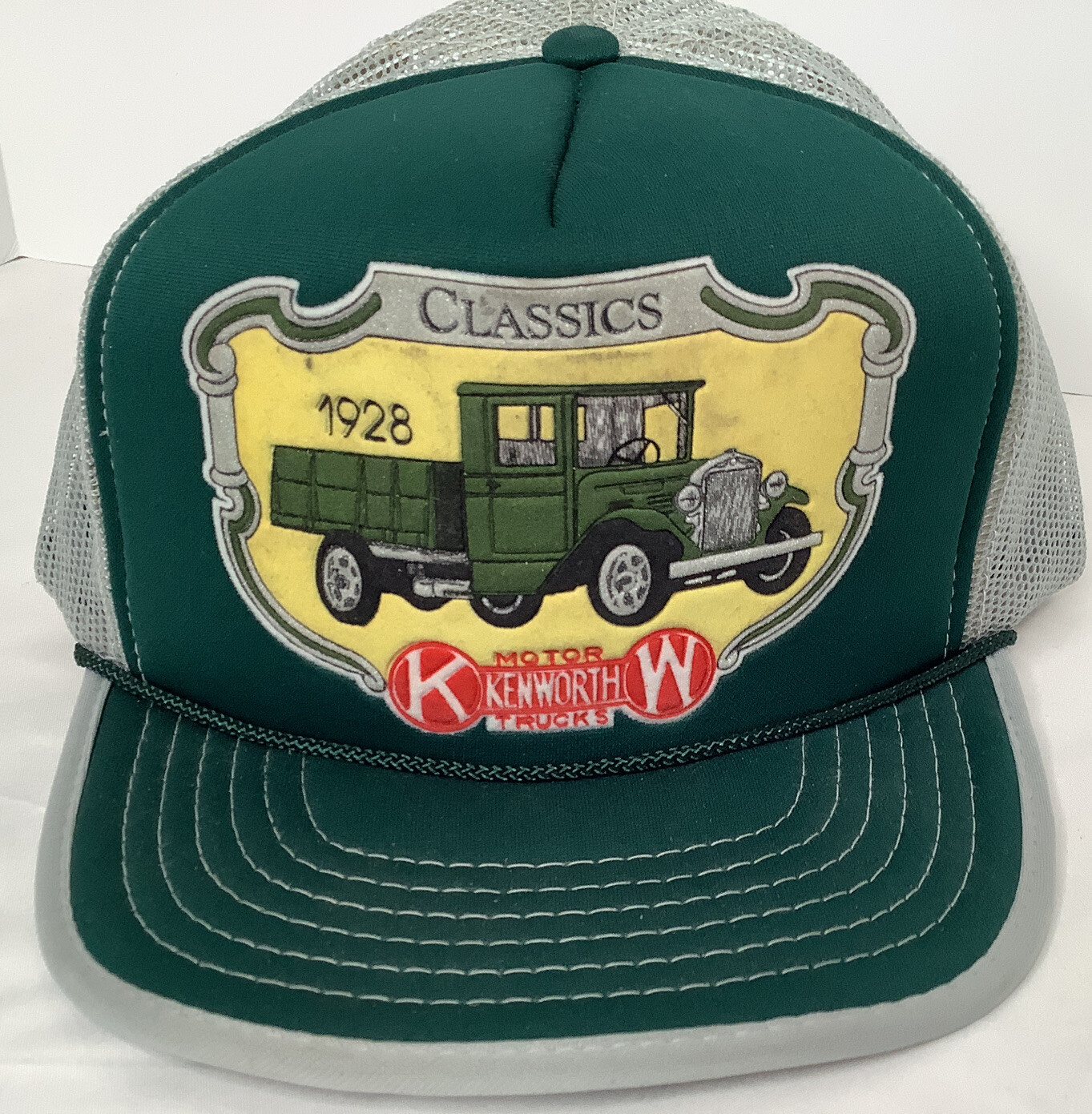 Vintage Kenworth 1928 Classics Tonkin Mesh Trucker SnapBack Hat Cap Green Grey