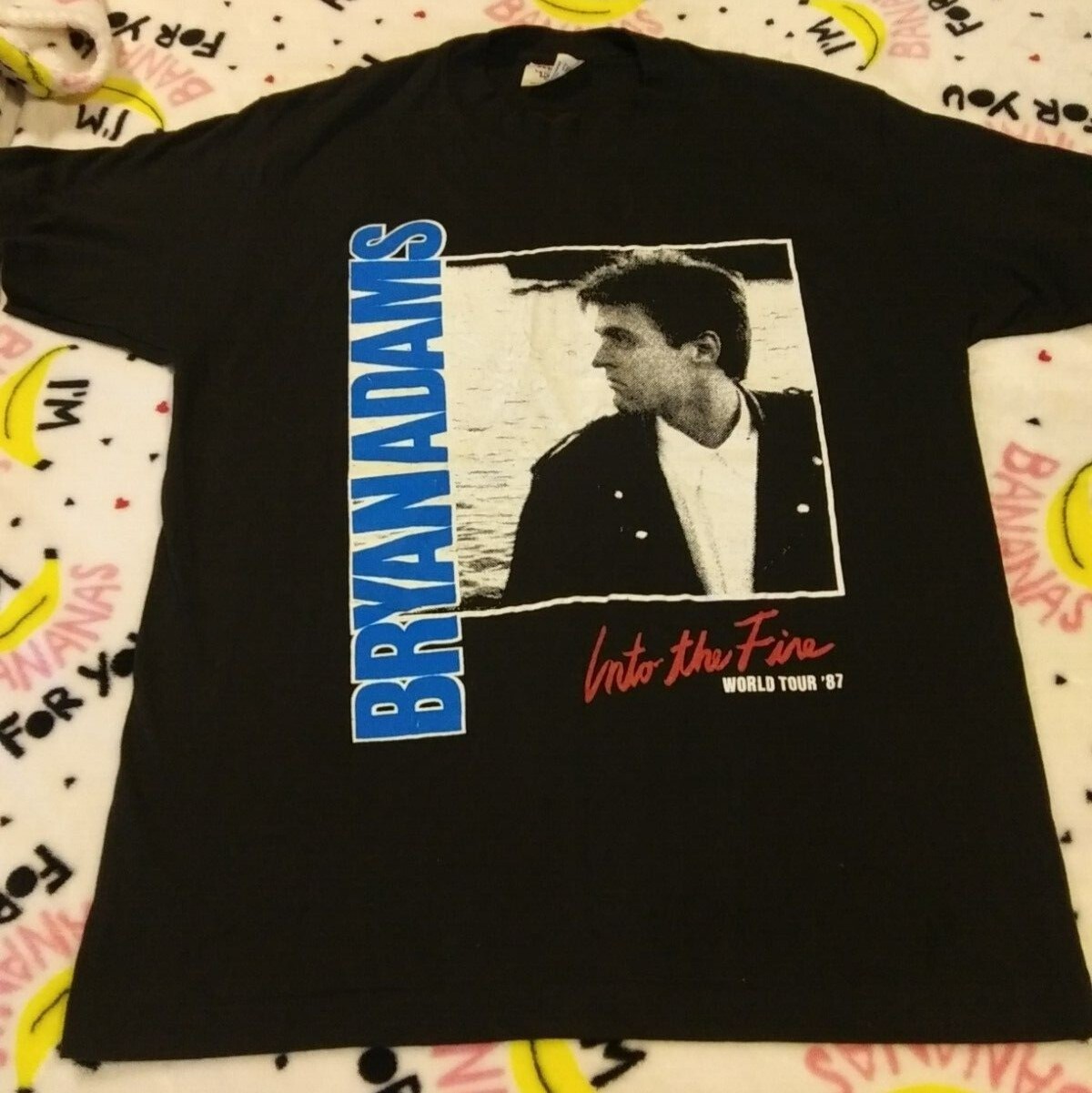 Vintage 1987 Bryan Adams Into The Fire World Tour ’87 Large T-shirt