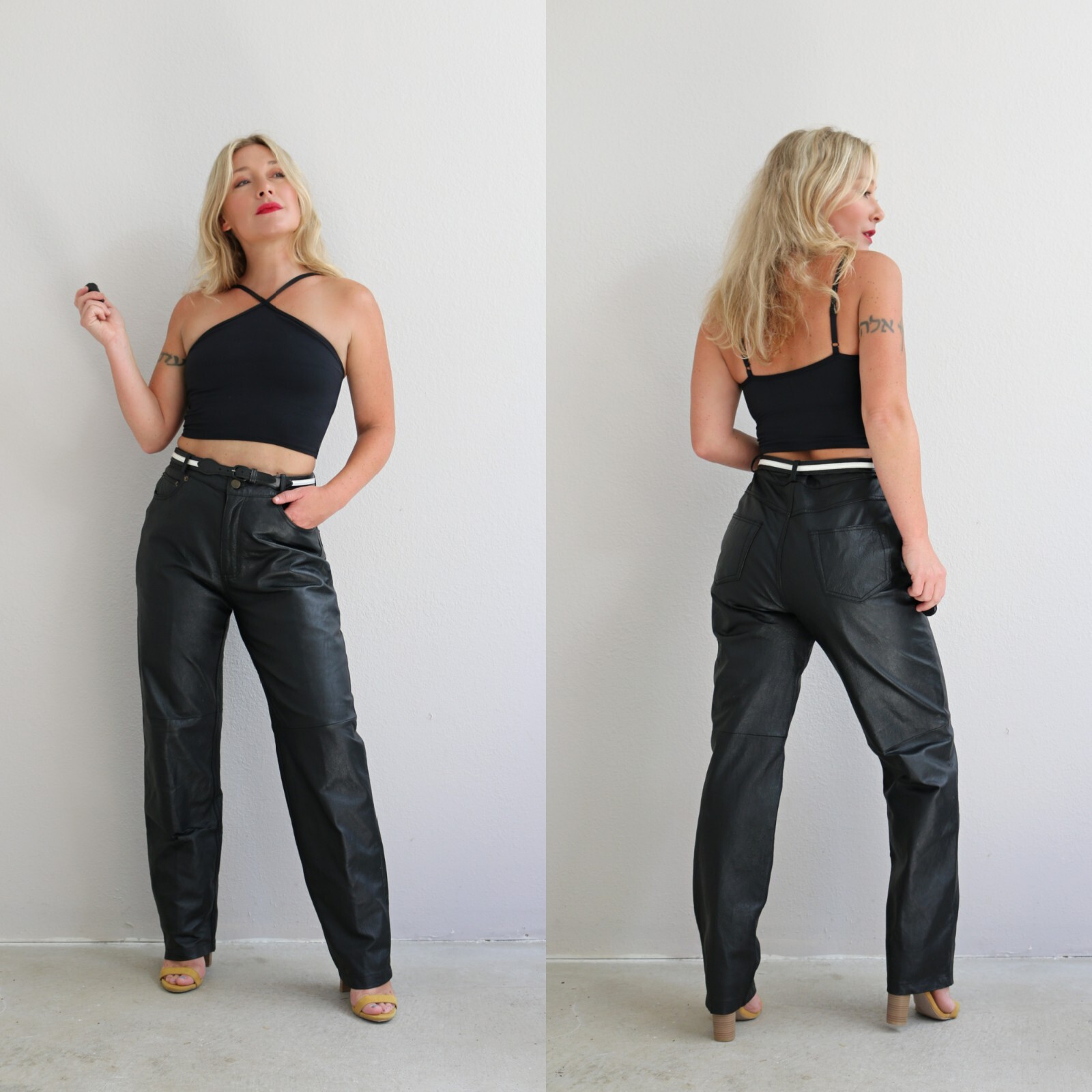 1980’s Bagatelle Tapered Leather Pants ~Size Small to Medium ~ Waist 29″ to 30″