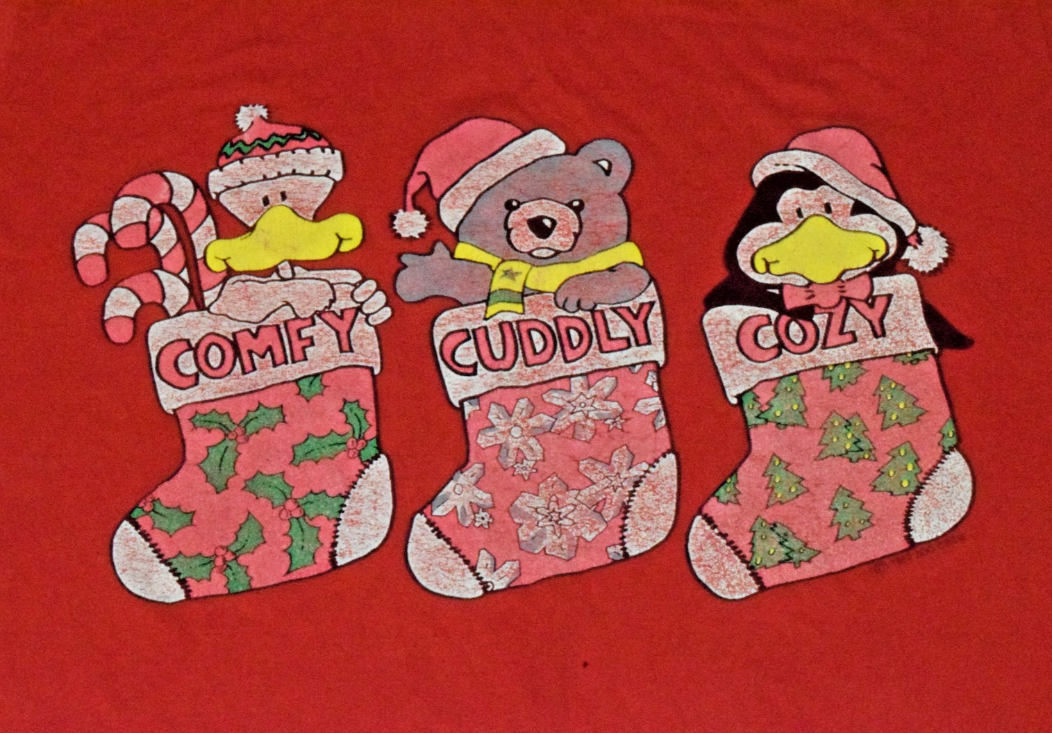 VTG Sleepshirt Zoo Crew One Size 80s Comfy Cuddly Cozy Animals In Stockings 1989
