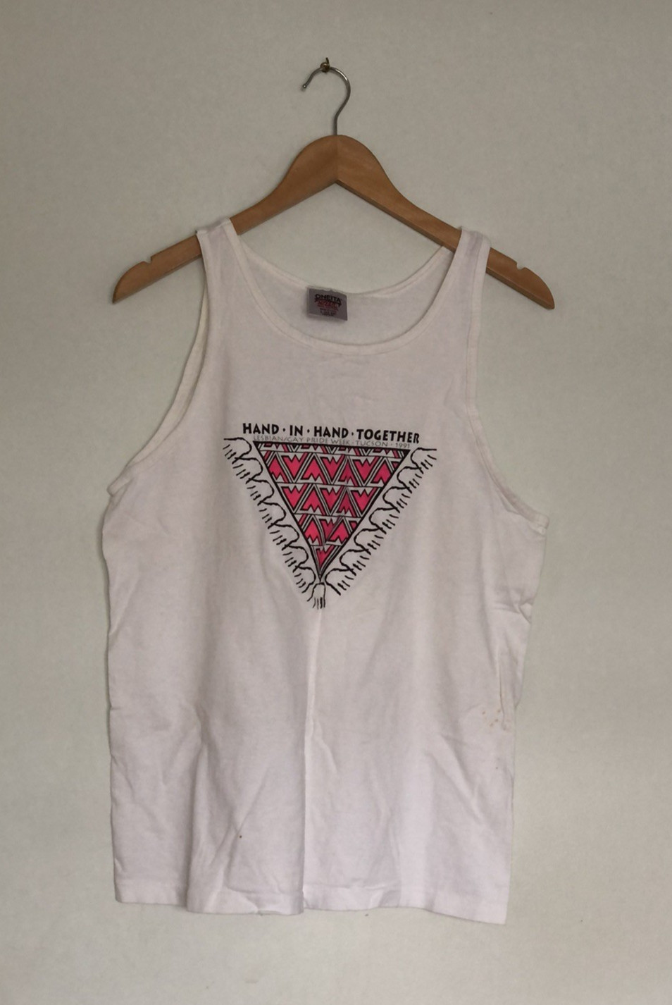 Vintage 1990s Pride Week Graphic Tank Top LGBTQ Arizona Hand in Hand Size L