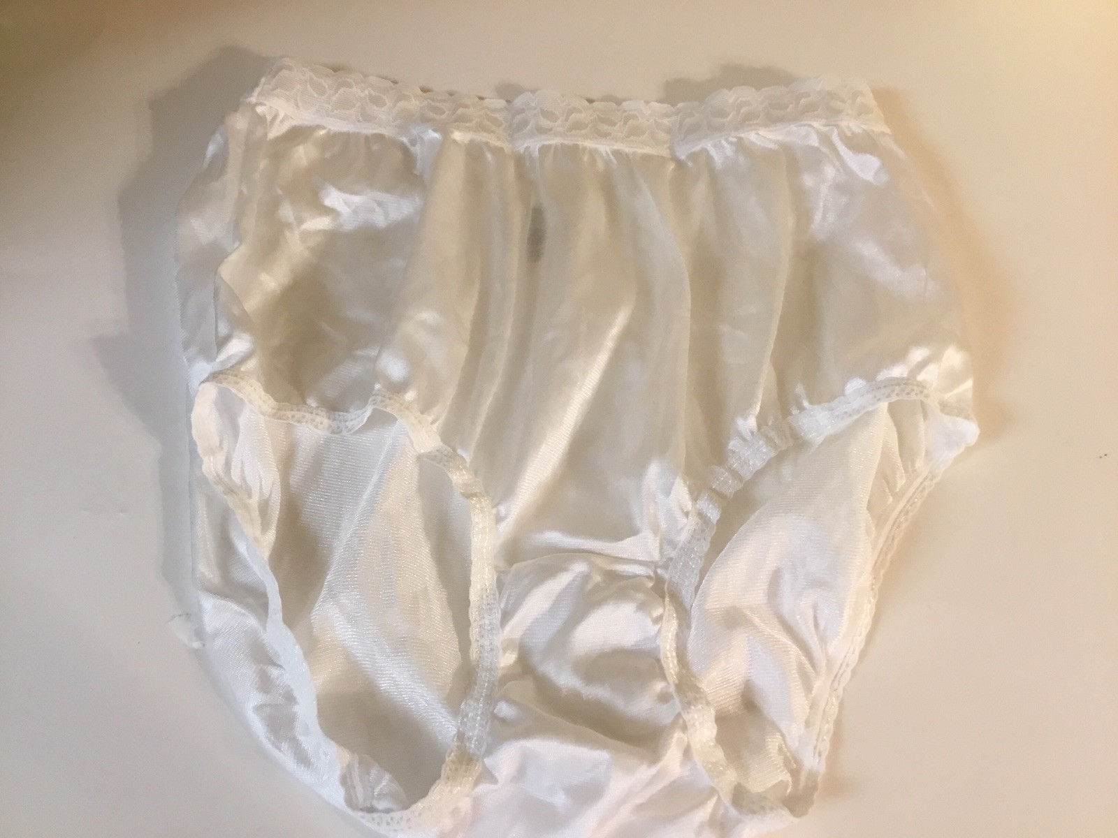 Pink K by KMart vintage, full-coverage nylon white high-cut briefs Size 7 NWOT