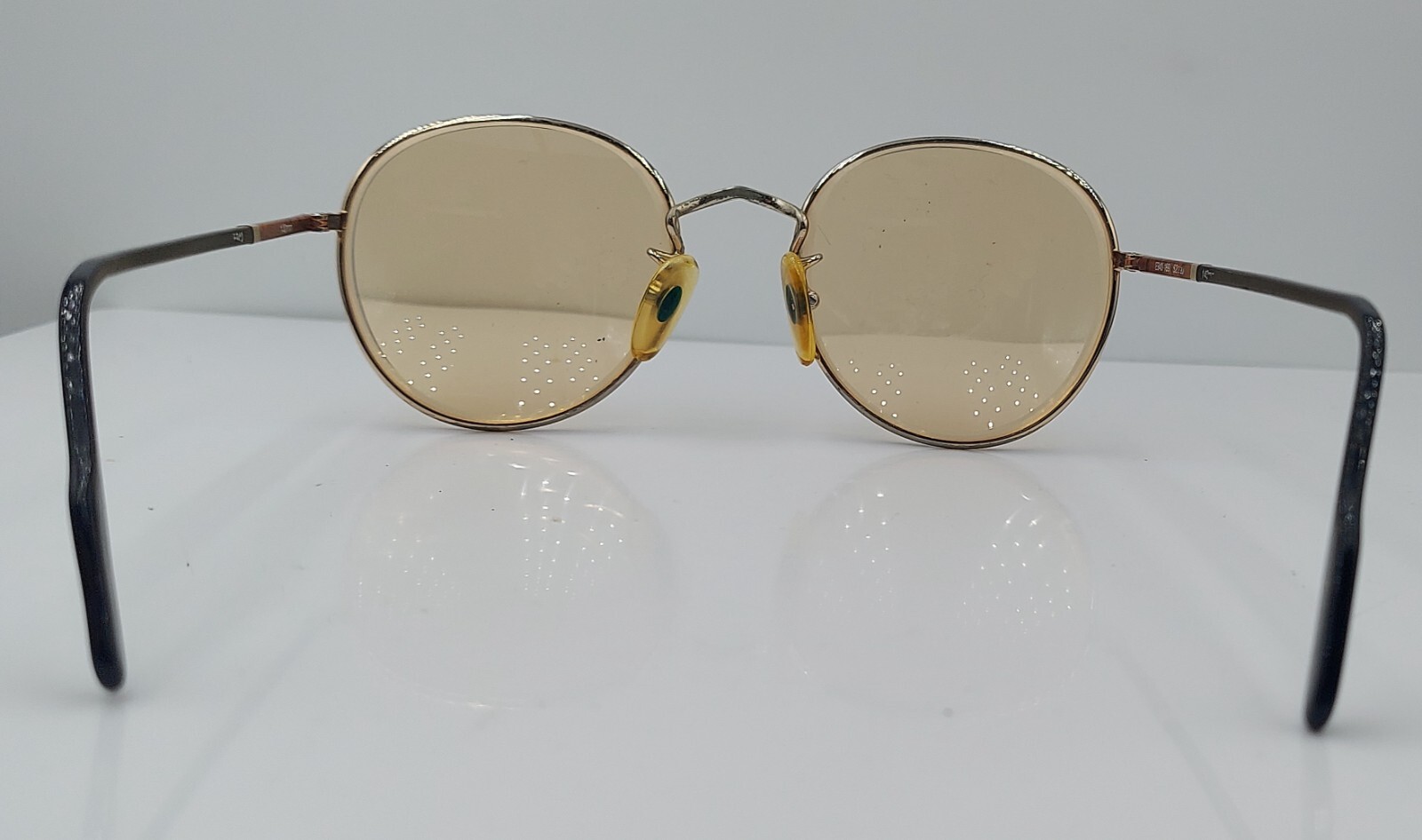 Vintage E940-189 Brown Gold Round Metal Sunglasses FRAMES ONLY