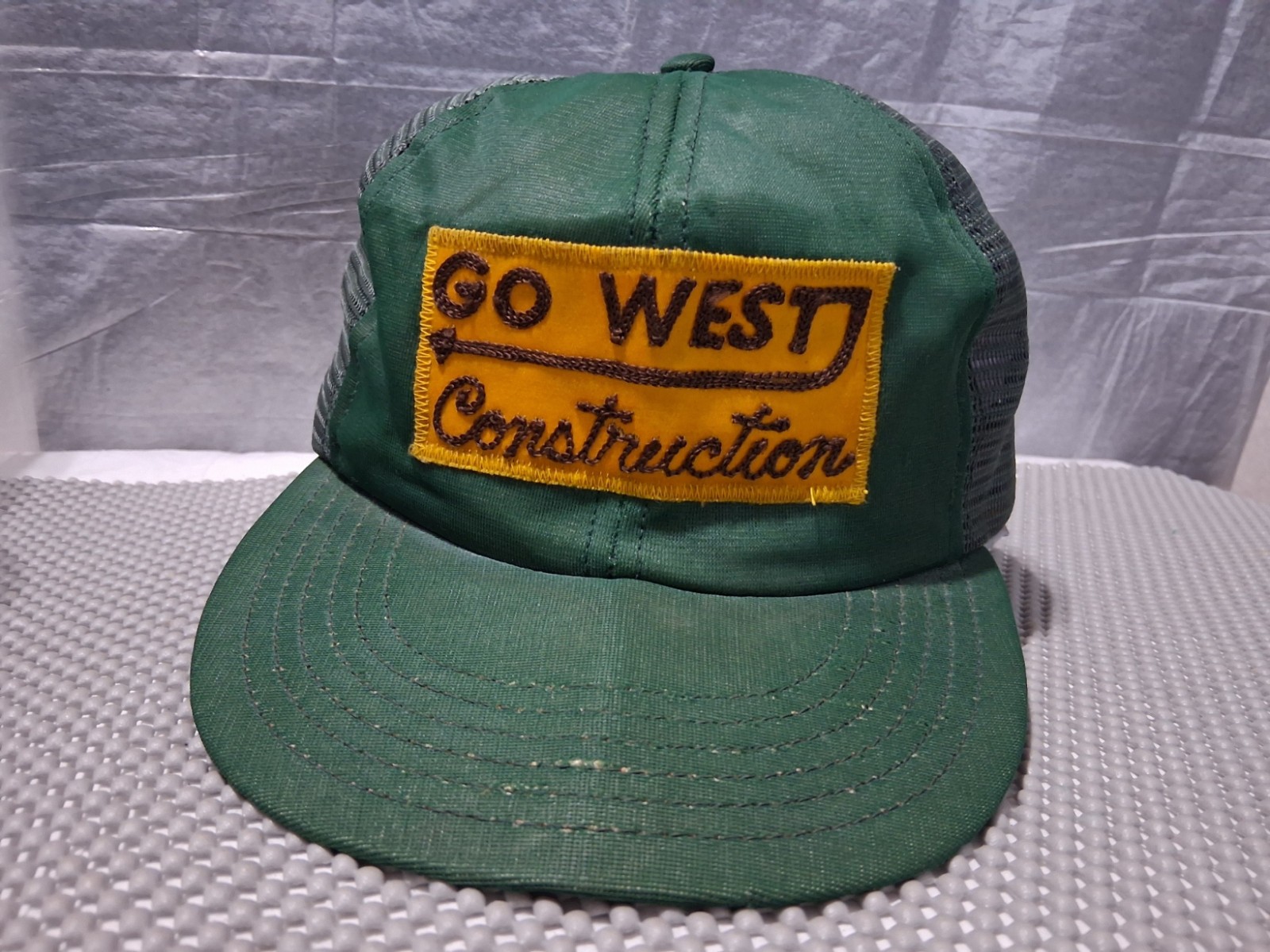 True Vintage Green Farmer’s Tractor Cap/Hat GO WEST CONSTUCTION