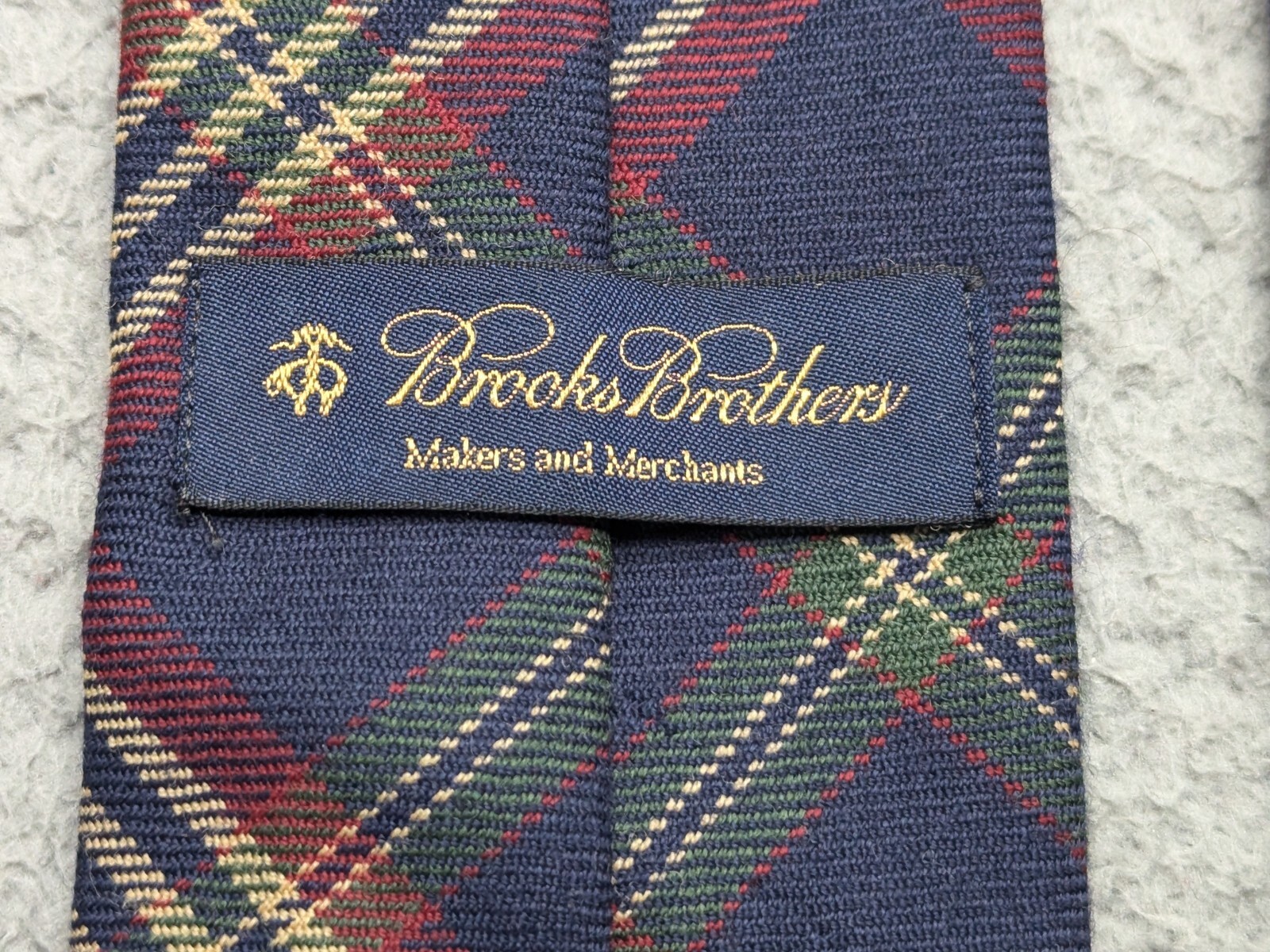 Vintage Brooks Brothers Makers Mens Tie Plaid 100% Wool Made in USA *flaws*