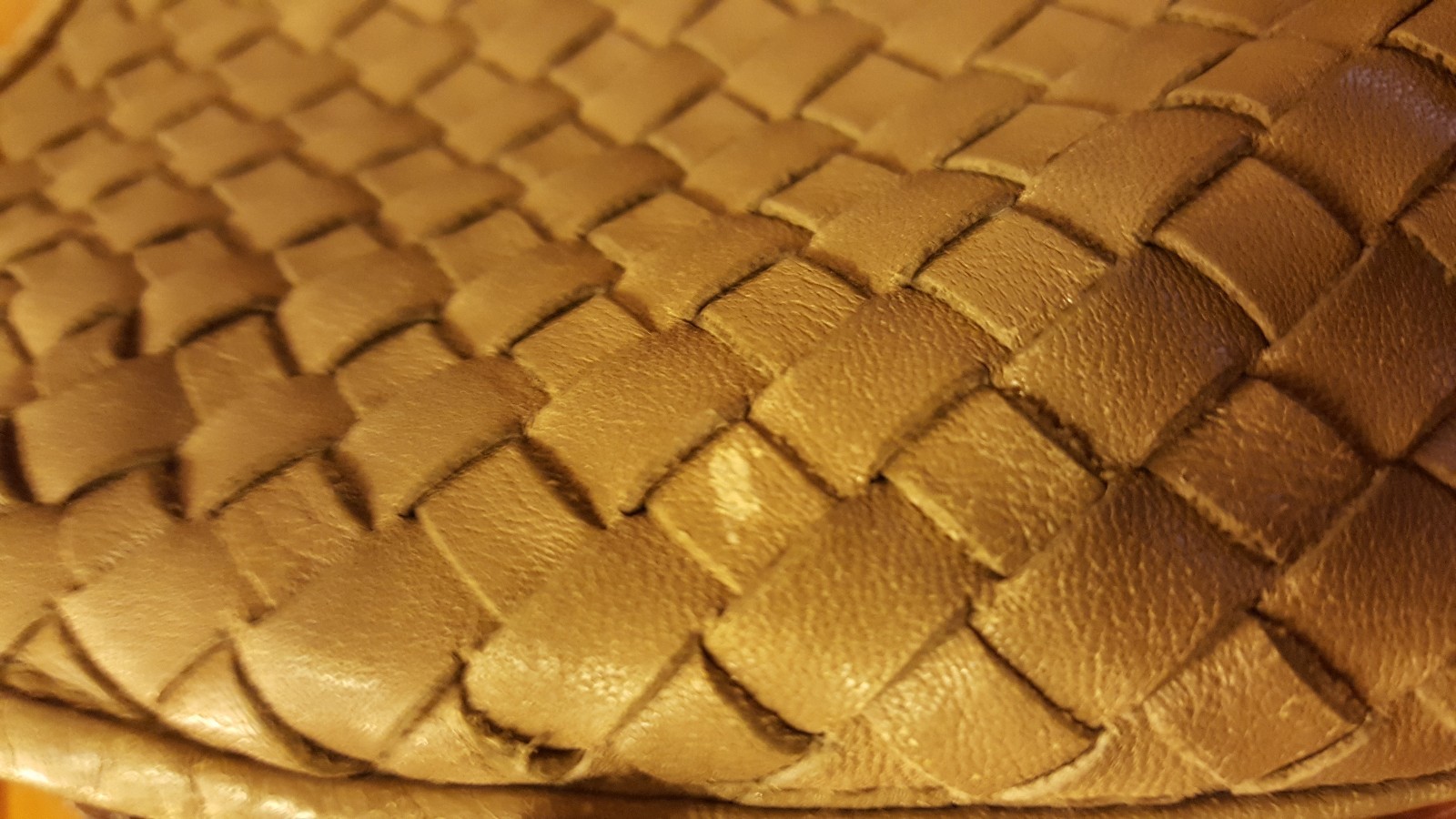 Vintage, Ganson, Khaki, Woven Leather, Cross Body Handbag (1970s)