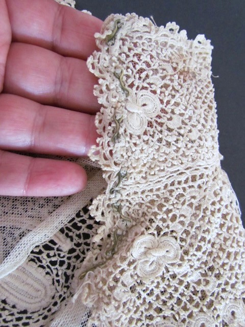 Victorian Crochet Lace Collar Yoke Irish Handmade Raised Floral