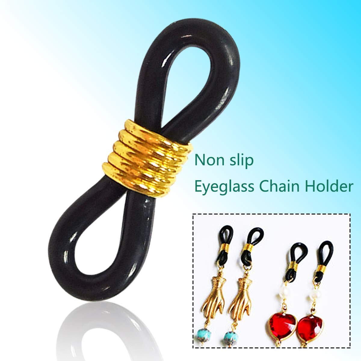 TTSAM 40 Pieces Eyeglass Chain Ends Adjustable 20 x 4mm, Black and Gold
