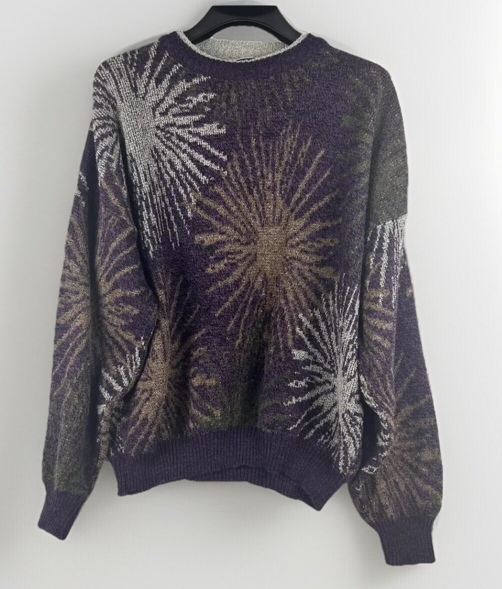 Vintage Cambio Men’s Sweater Size XL Italian Wool Blend Knit Electric Grandpa