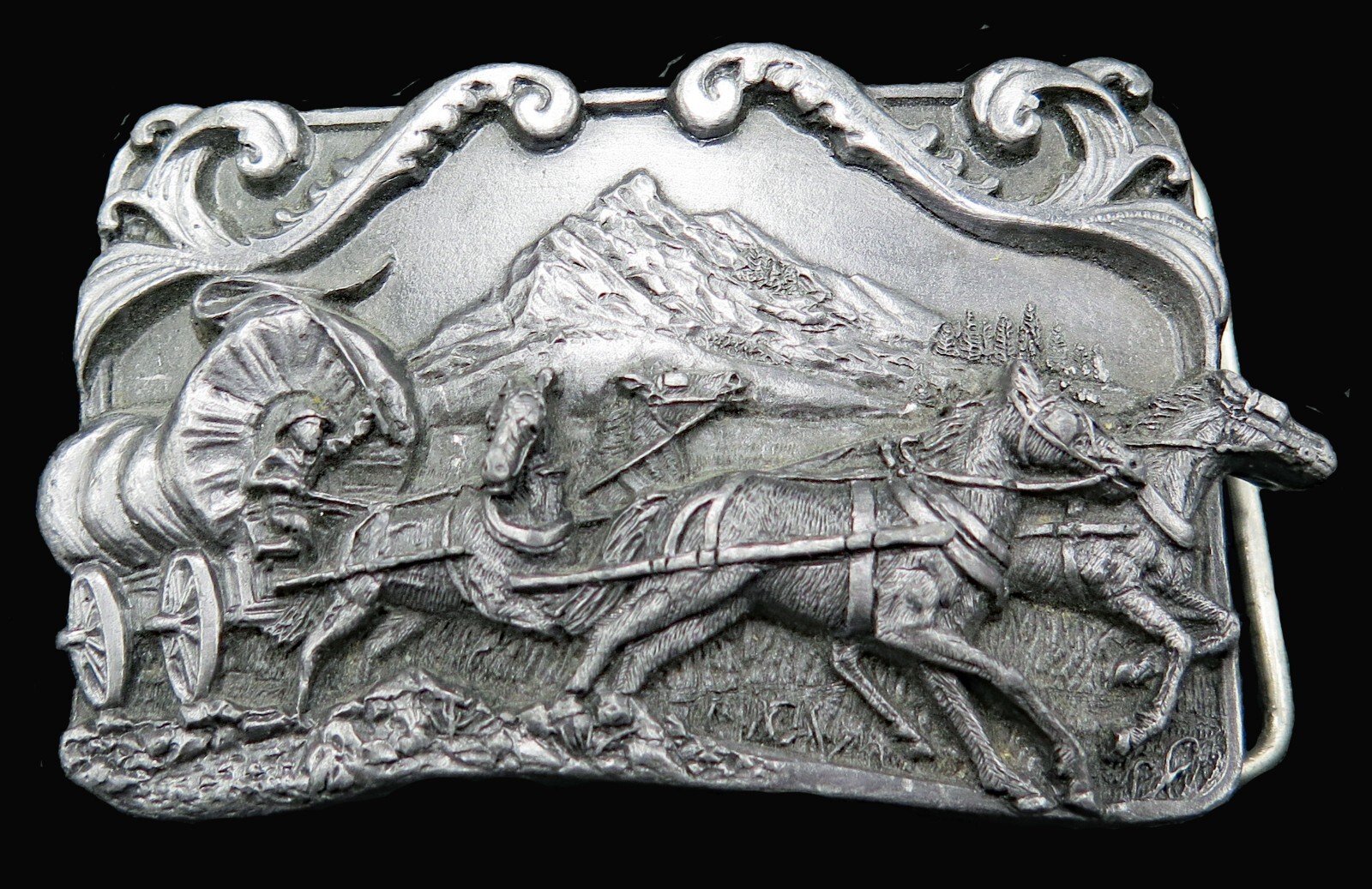 American West Conestoga Wagon Siskiyou Vintage Belt Buckle