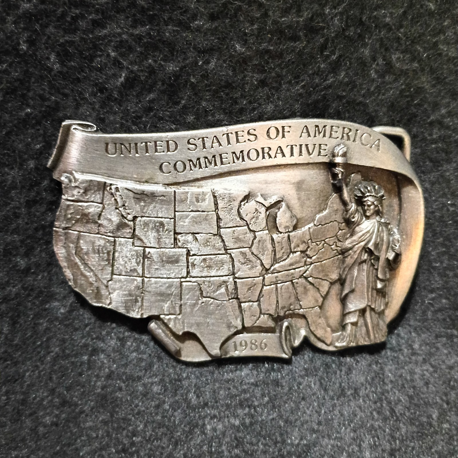 VTG Arroyo Grande Belt Buckle United States Commemorative Statue Of Liberty VG+