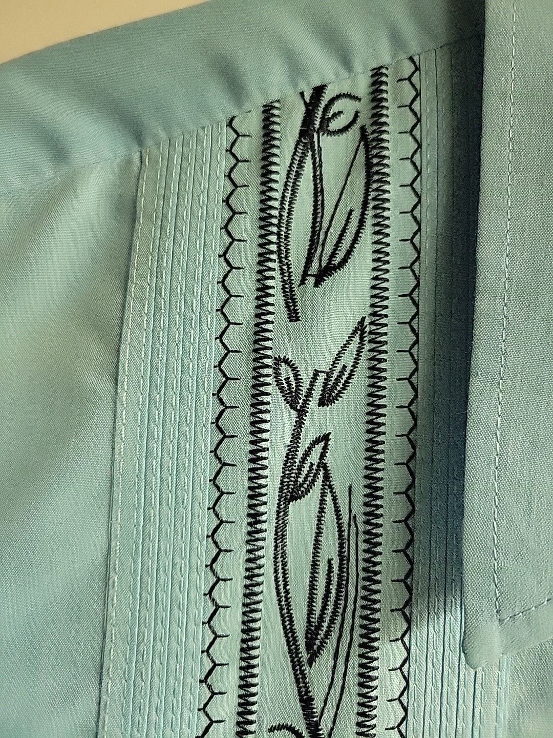 Vintage Embroidered HABAND Light Blue GUAYABERA Shirt 24×29.5