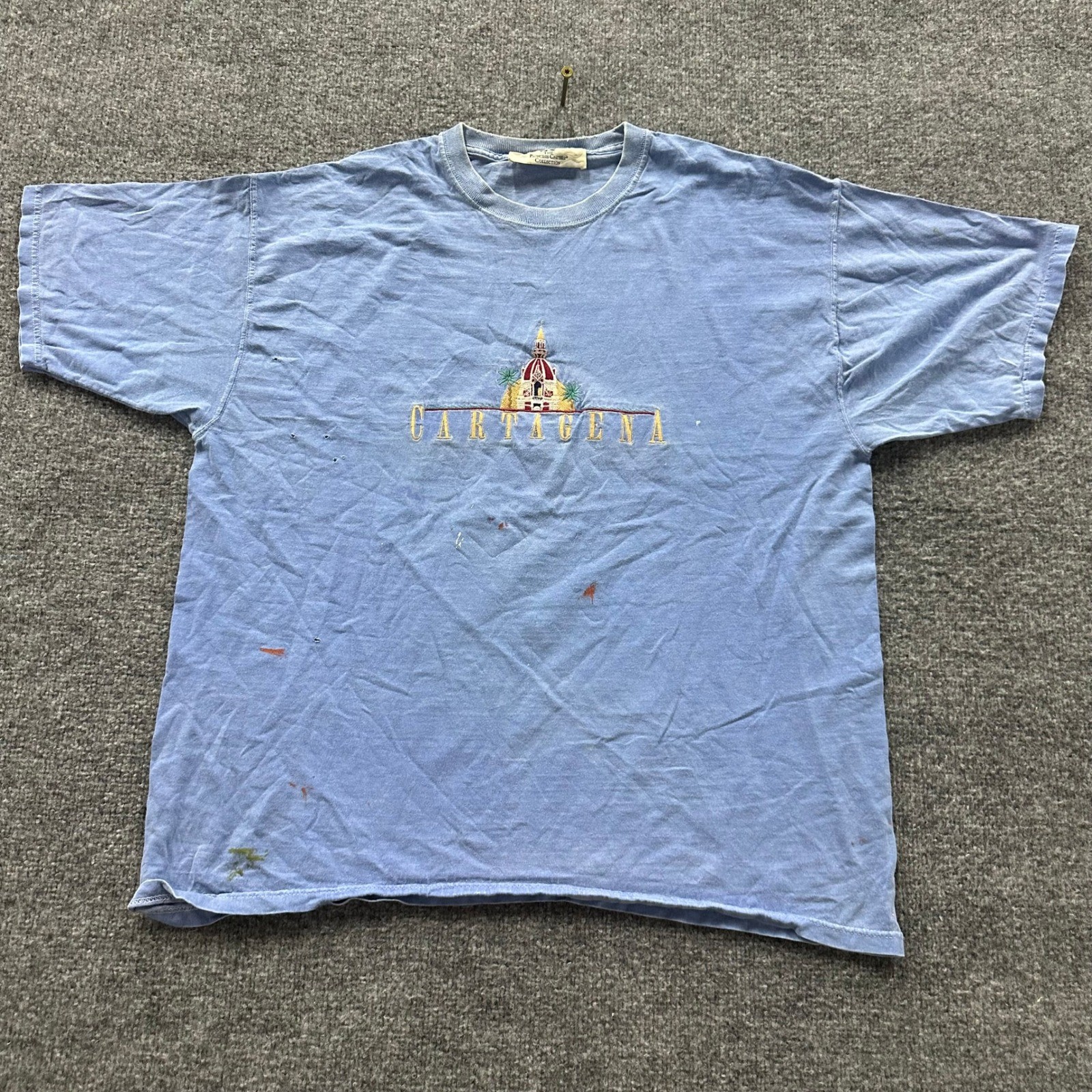 Princess Cruises T-Shirt Mens Size XL Blue Cartagena Embroidered Distressed Fair