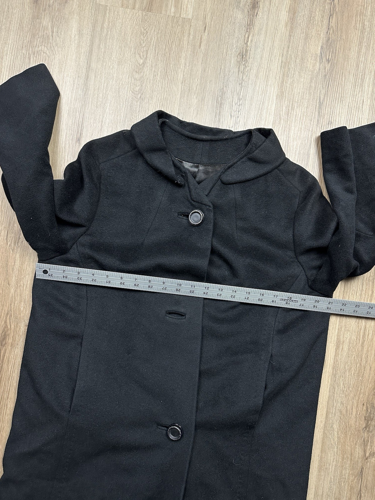 50s VINTAGE Tailored Union Made Black Long Pea Coat Size Medium Bespoke Women