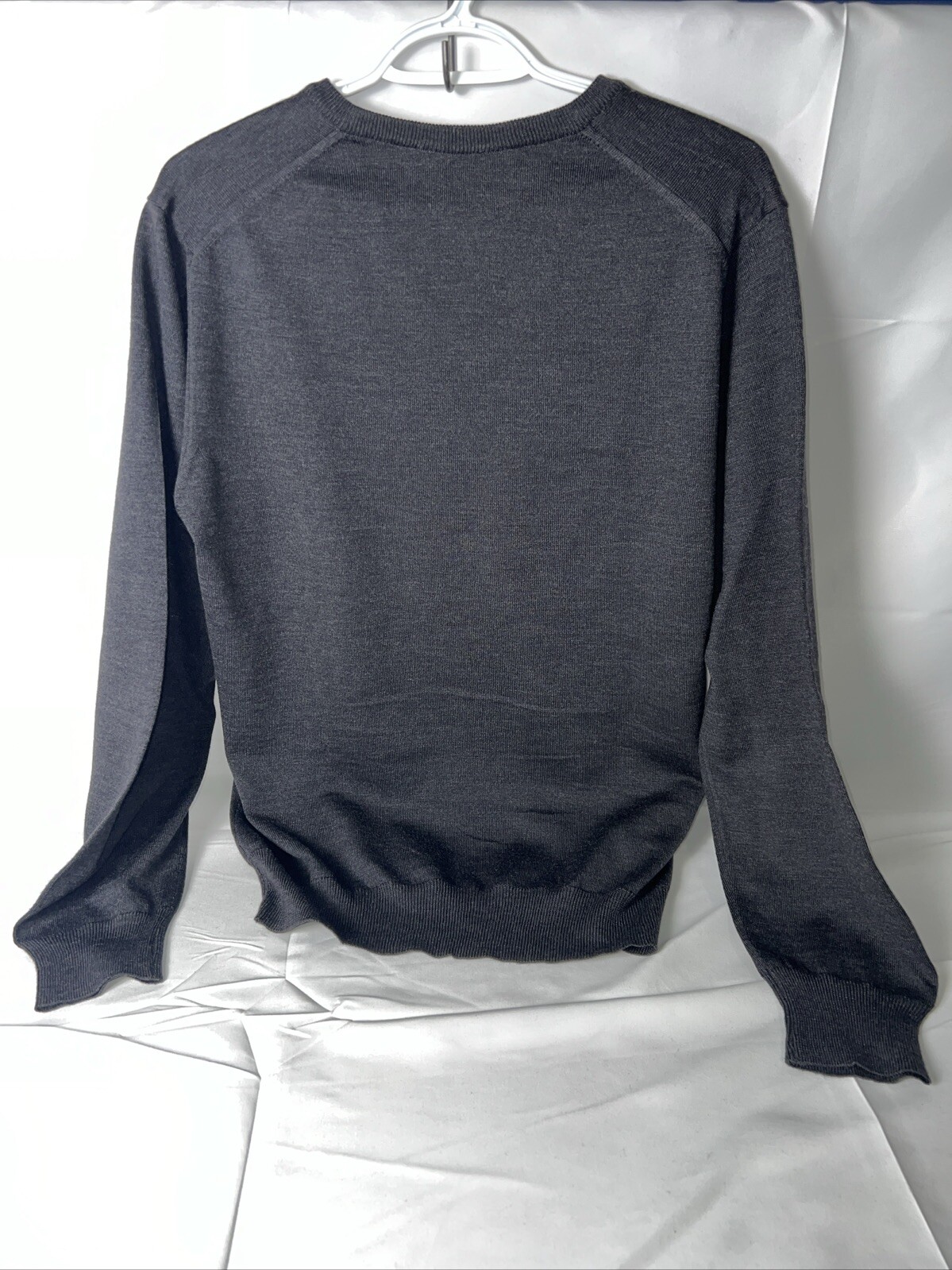 DALMINE Uomo Vintage Merino Wool Sweater Dark Gray V Neck Size M -Made in Italy