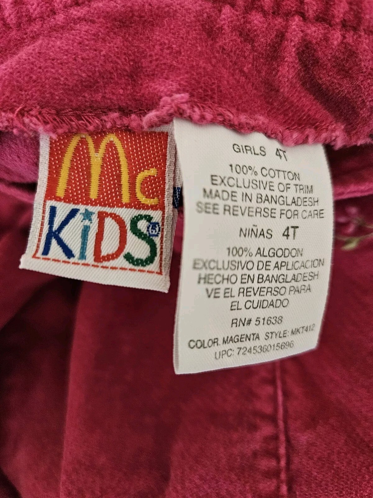Mckids Vintage Pink Velvet single stitched Embroidered Jumper size 4T