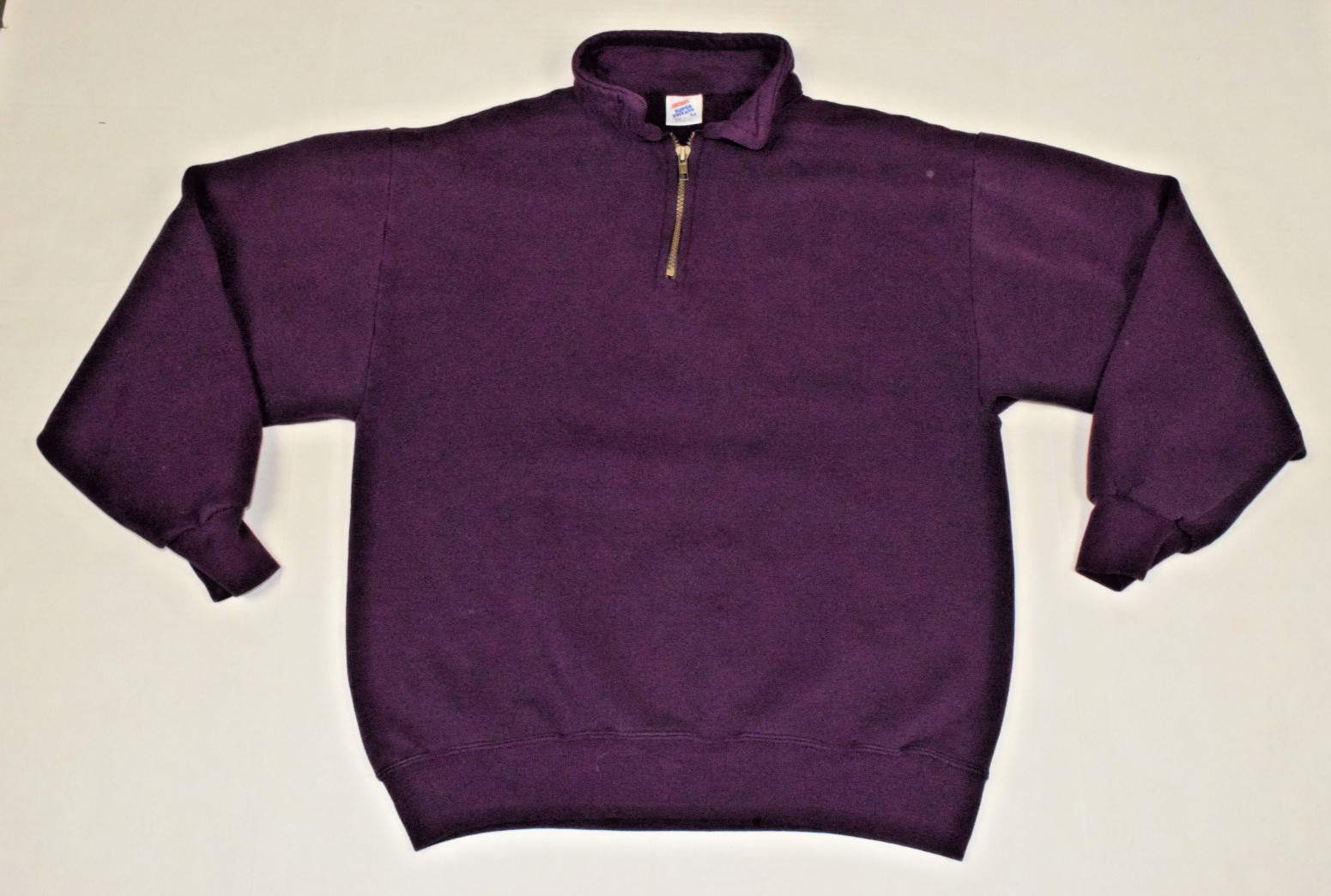 Vintage Sweatshirt Jerzees Size M 80s Grape Purple Quarter Zip Made USA