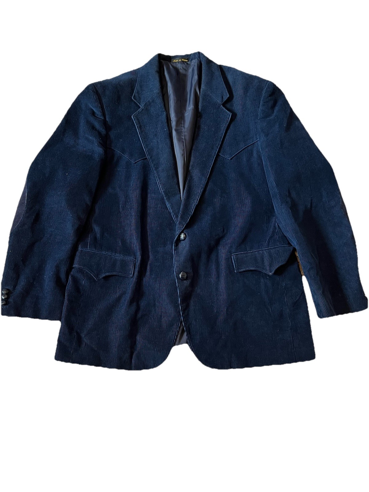 Sheplers Men’s Corduroy Blazer 44R Western Sport Coat Retro Navy Blue Rockabilly