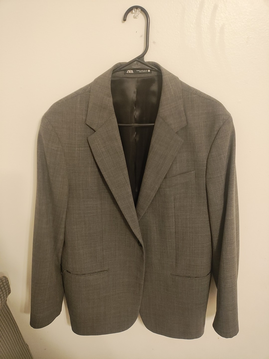 Zara Men’s Suit Blazer Jacket Grey Classic Daily Suit Cool Comfort Size 40R NWOT