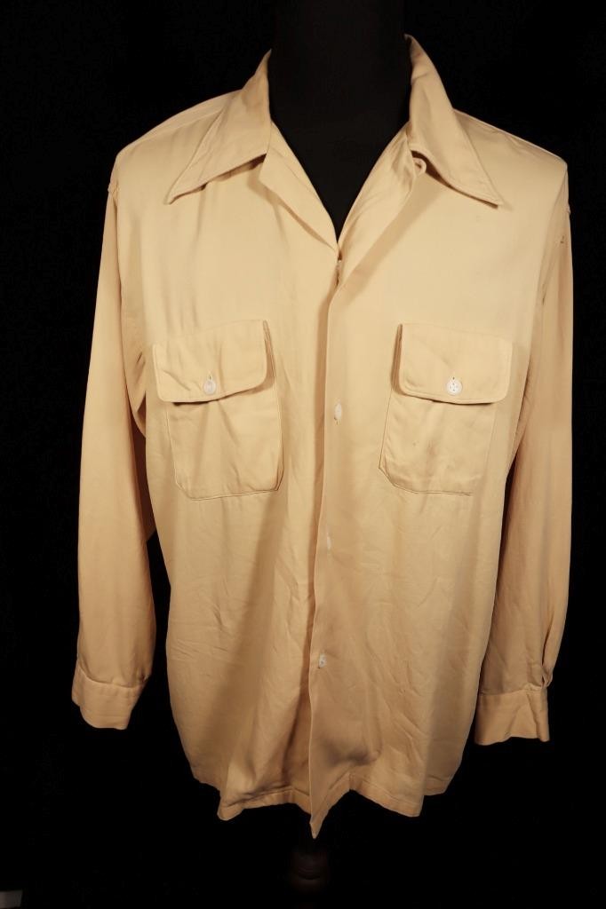 Vintage 1940’s Nofade Golden Rayon Gabardine Shirt Size XL Very Good Condition